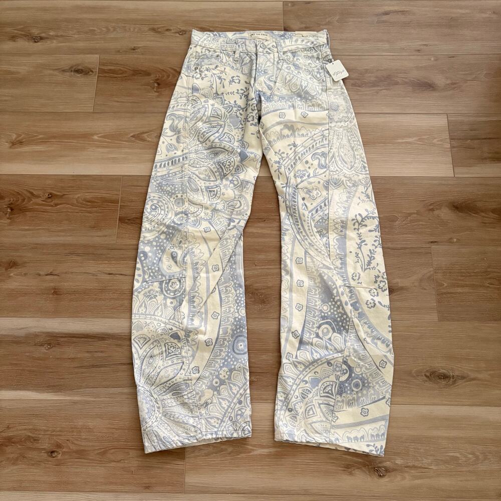 Free People We The Free Fable Printed Low-Rise Twisted Bowed Jeans 24